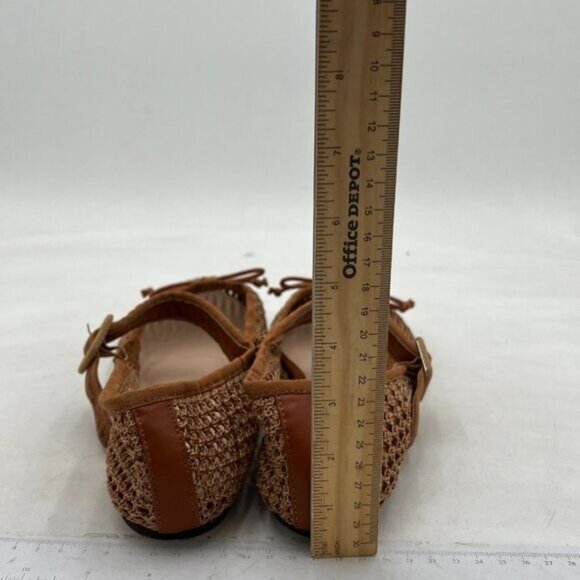 Miss Left Brown Cutout Bowknots Ankle Strap Mary Jane Round Toe Ballet Flats - Picture 5 of 8